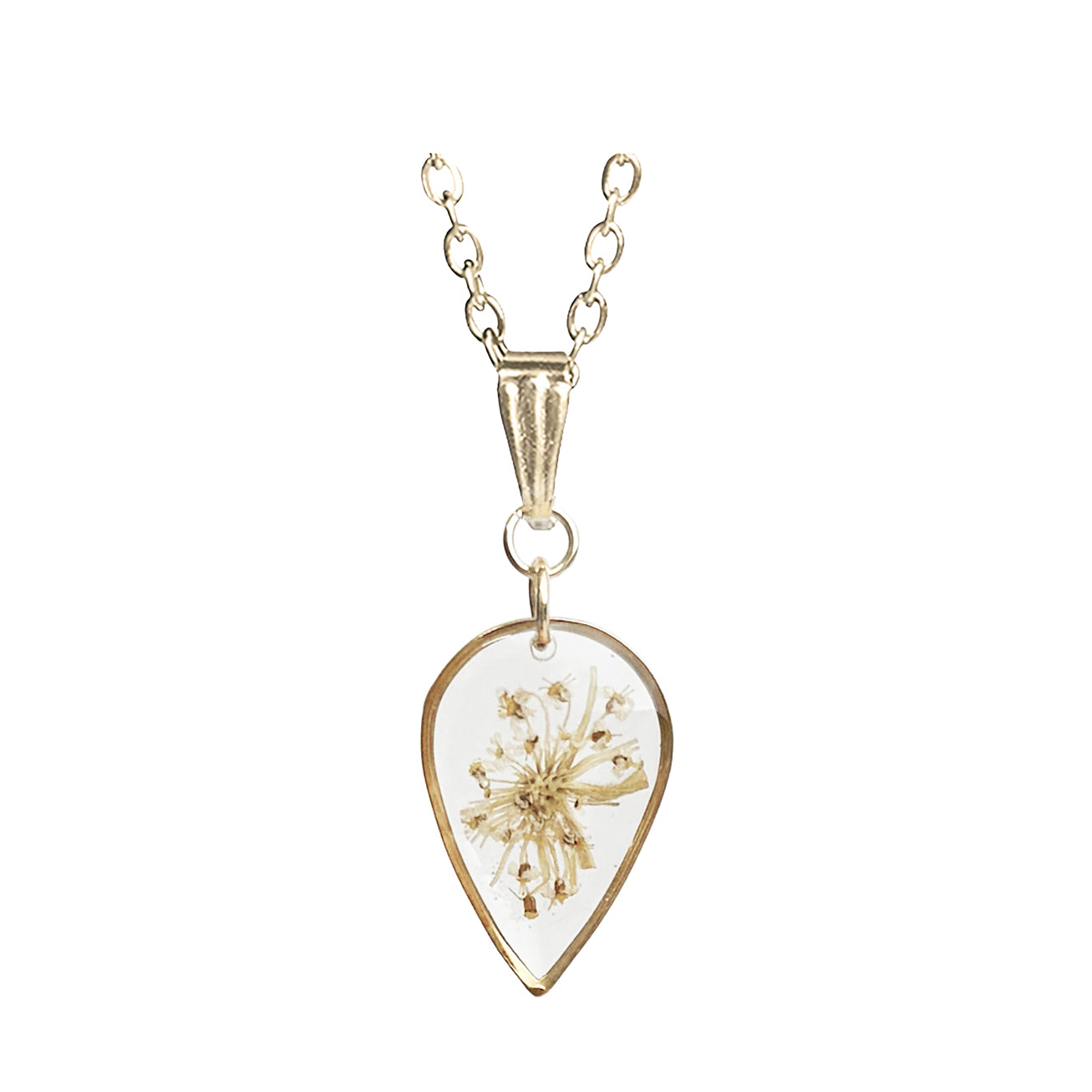 Koiranputki kukkakaulakoru, aito kukka resiinissä – real cow parsley necklace