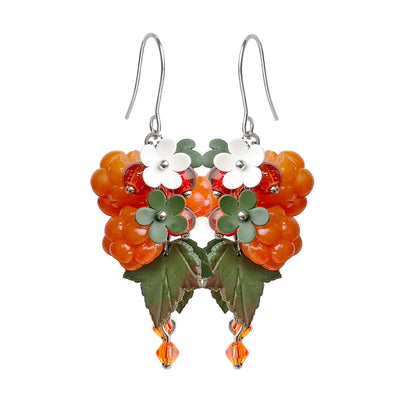 Hillasuokorvakorut – käsintehdyt hillakorvakorut Suomesta, nordic berry earrings, handmade in Finland