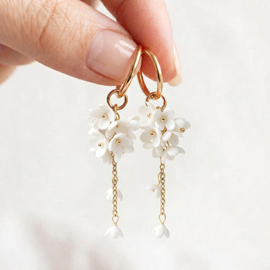White Mock Orange Earrings