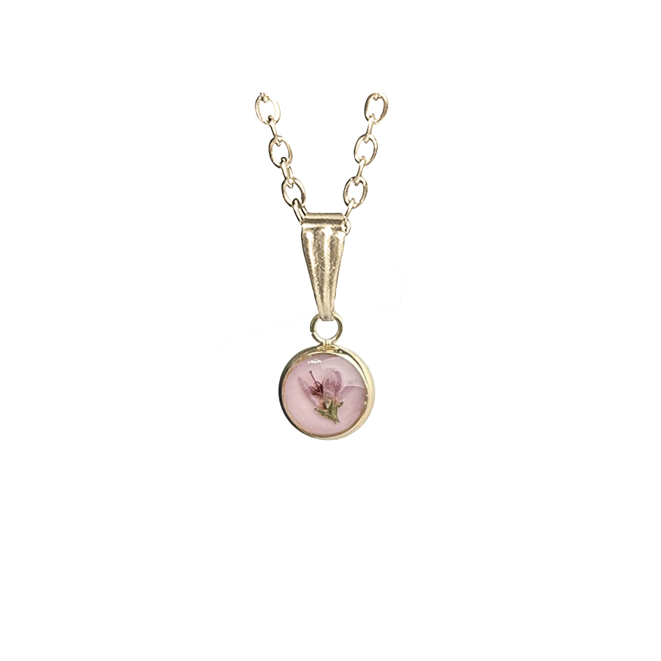Kanerva kukkakaulakoru, aito kukka resiinissä – real heather necklace