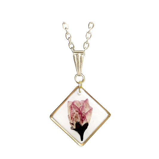 Kirsikankukka kukkakaulakoru, aito kukka resiinissä – real cherry blossom necklace