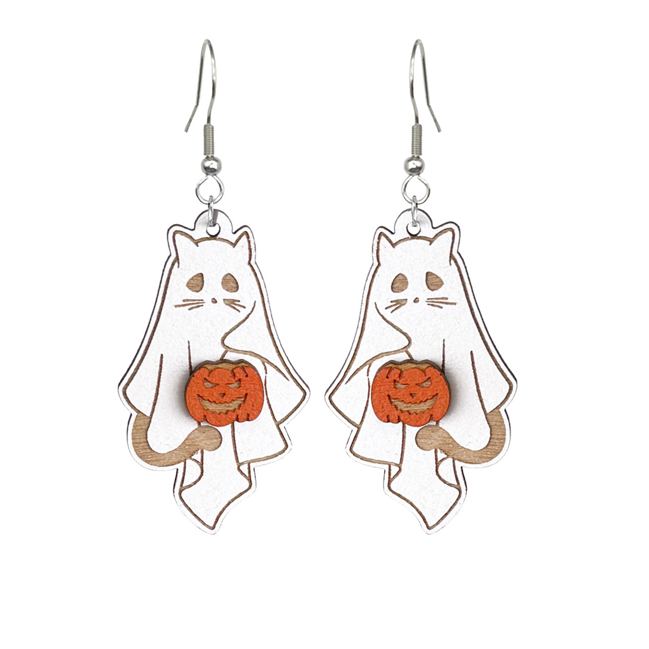 Halloween KissaHaamu korvakorut, käsintehdyt vanerikorut Suomesta byMinta