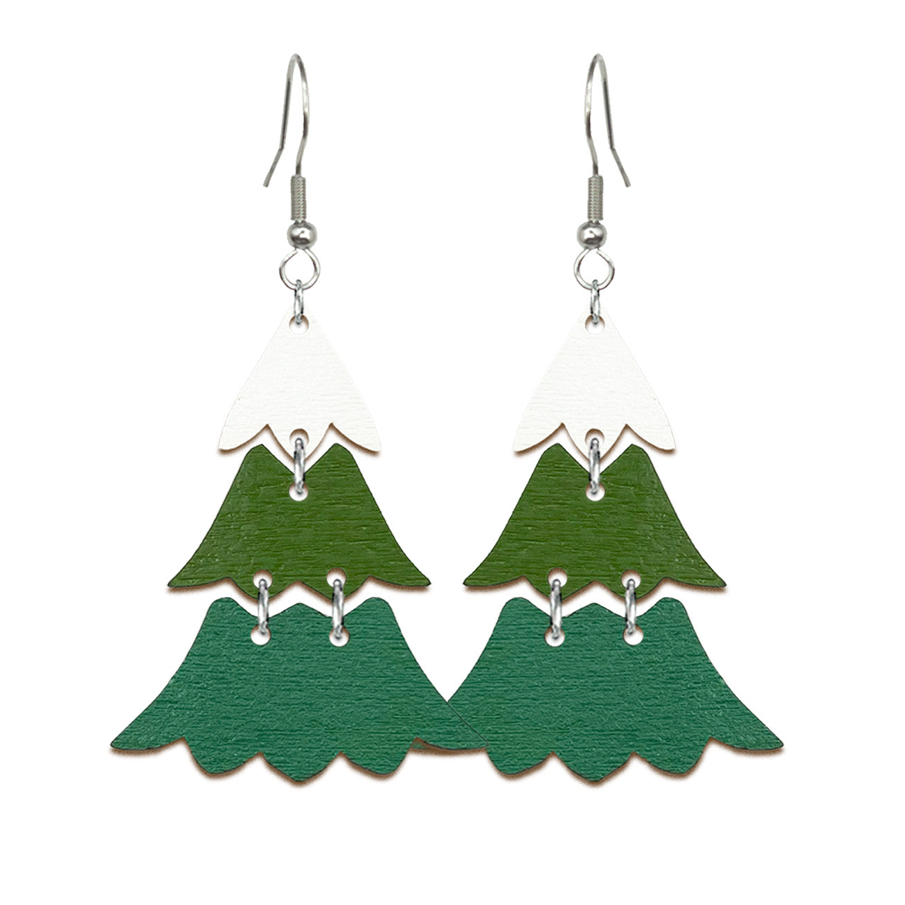 kuusipuu koru, joulukuusi koru, handmade Christmas tree earrings, lightweight Nordic jewelry from Finland byMinta