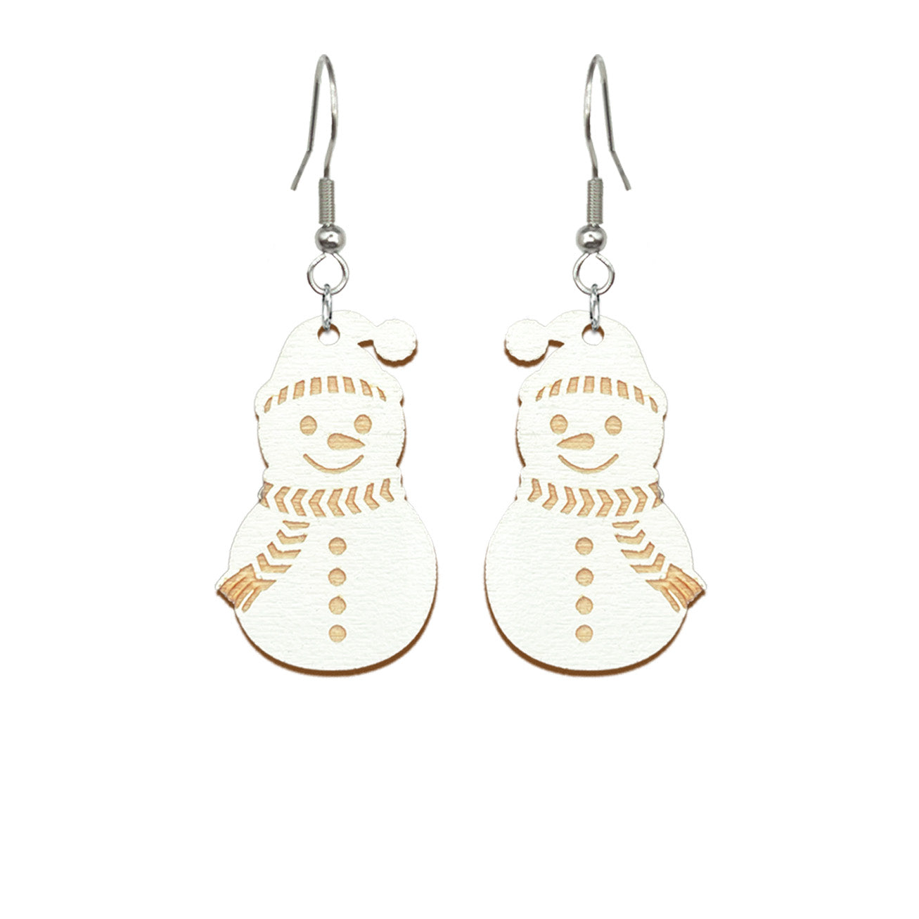 lumiukko korvakorut – leikkisät talvikorut – handmade snowman earrings, lightweight Nordic winter jewelry from Finland byMinta