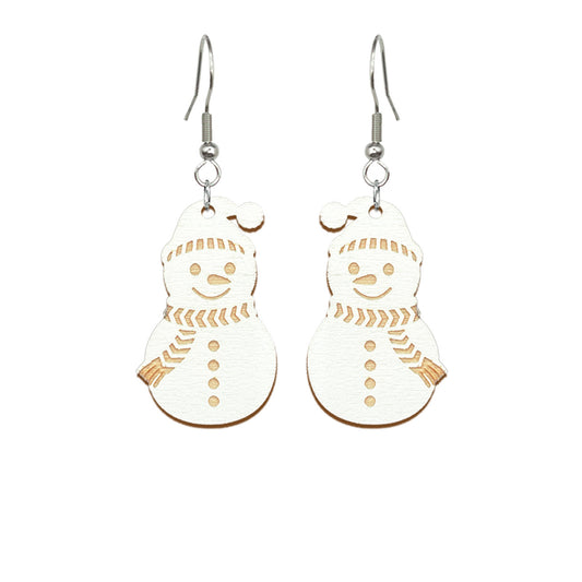 lumiukko korvakorut – leikkisät talvikorut – handmade snowman earrings, lightweight Nordic winter jewelry from Finland byMinta