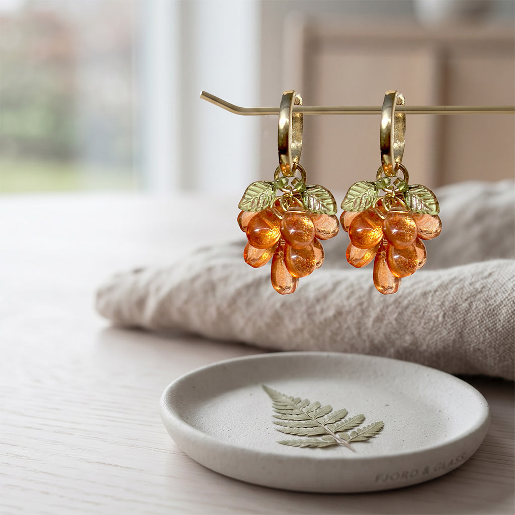 Mandarin Cluster Earrings with Gold Huggie Hoops