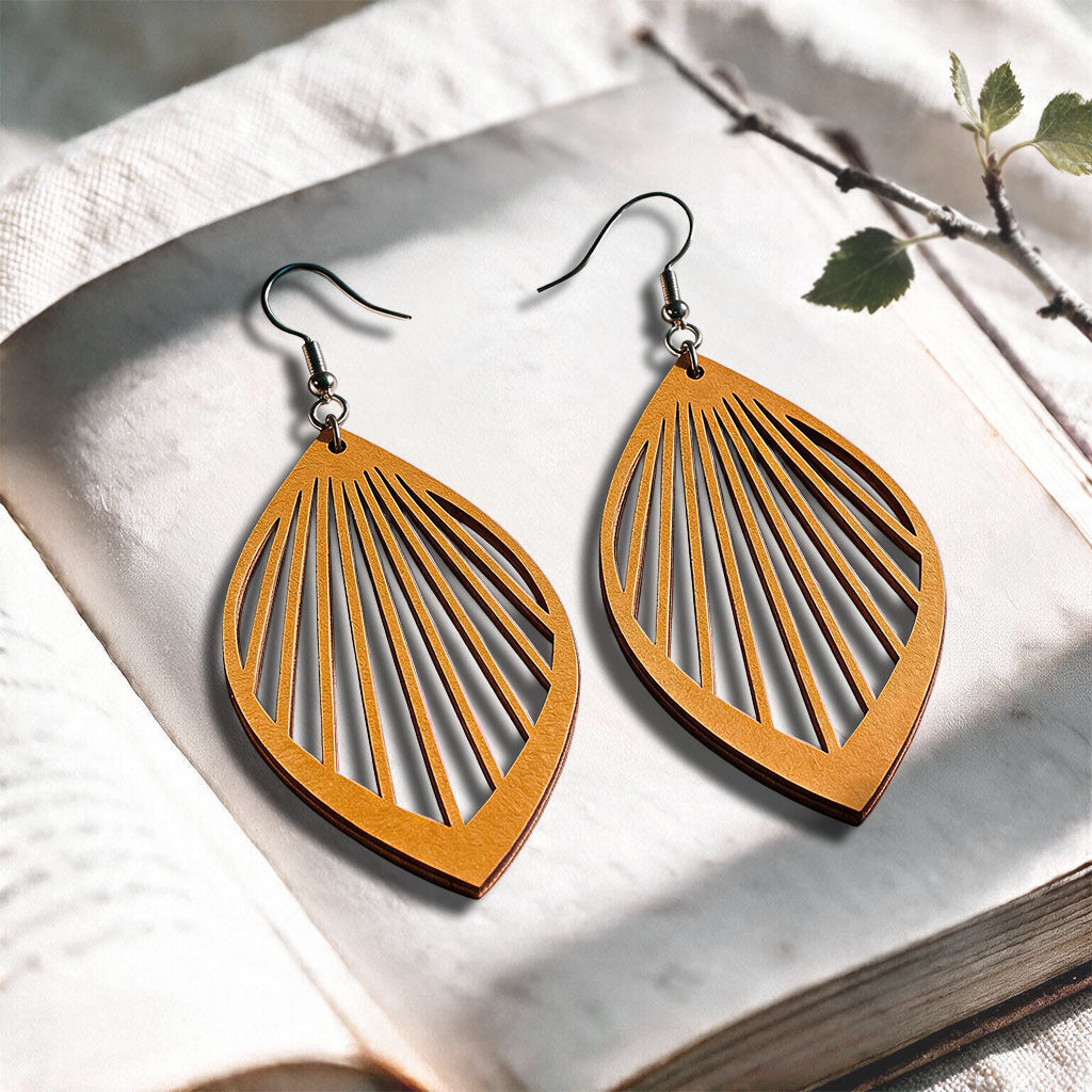 Lion Ray plywood earrings made in Finland
