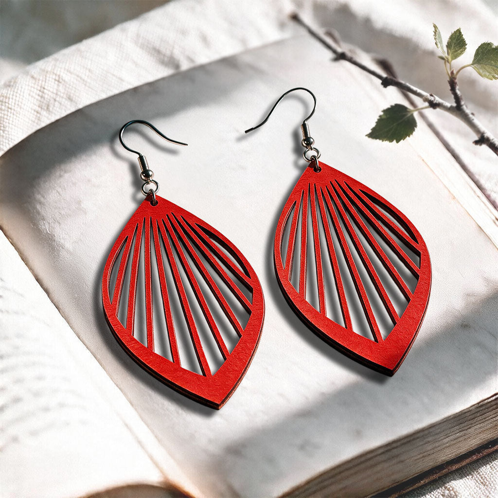 Red Ray plywood earrings made in Finland